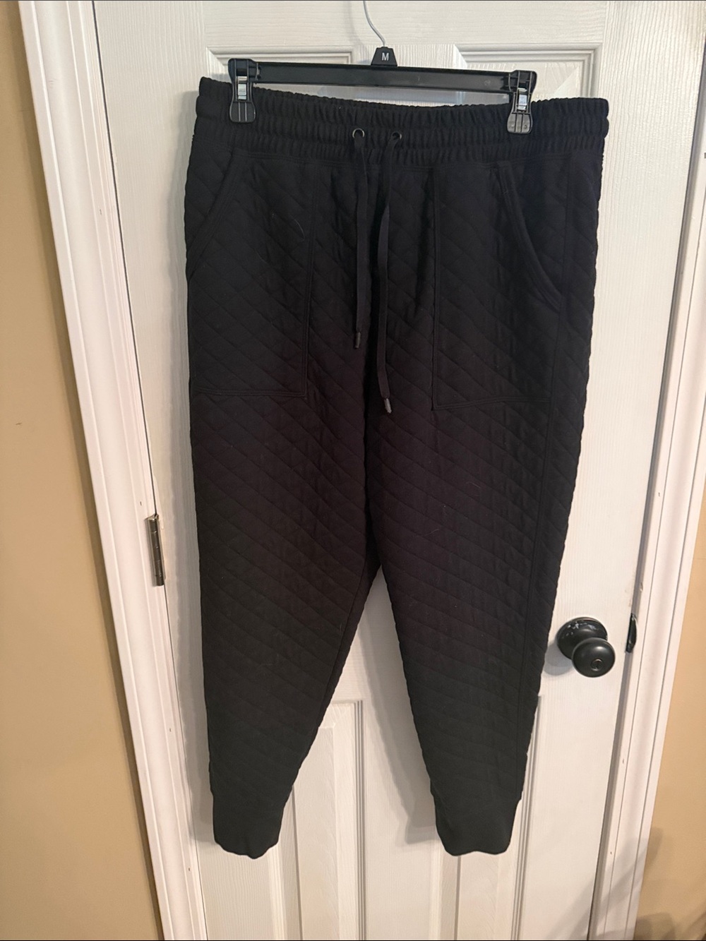 DSG Black Quilted Jogger Pants with Drawstring Waist